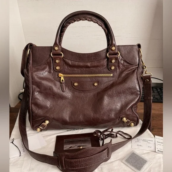 Balenciaga Velo in Cigare Fonce Brown Leather Purse Shoulder Crossbody Bag - Picture 1 of 14